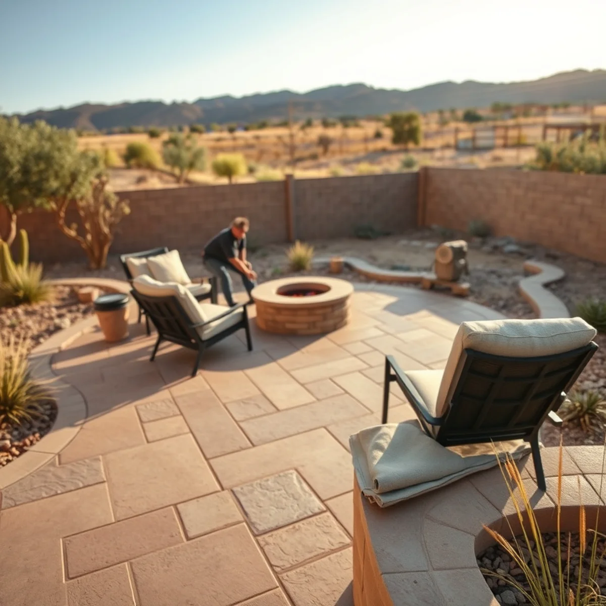 Finished stamped concrete patio by M.A.M. Concrete in Pueblo West, CO
