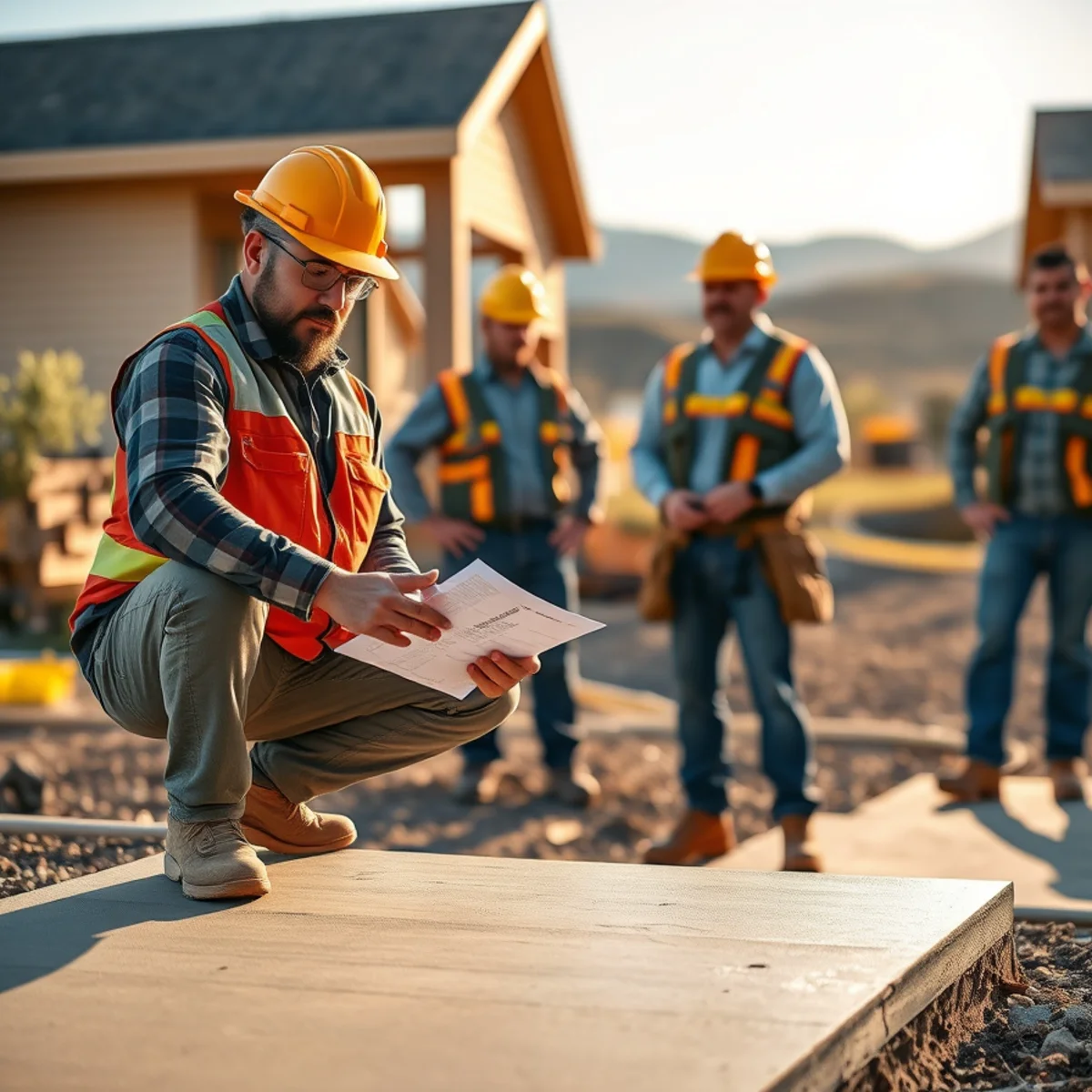 Concrete contractor reviewing a written driveway estimate with a homeowner in Pueblo, CO