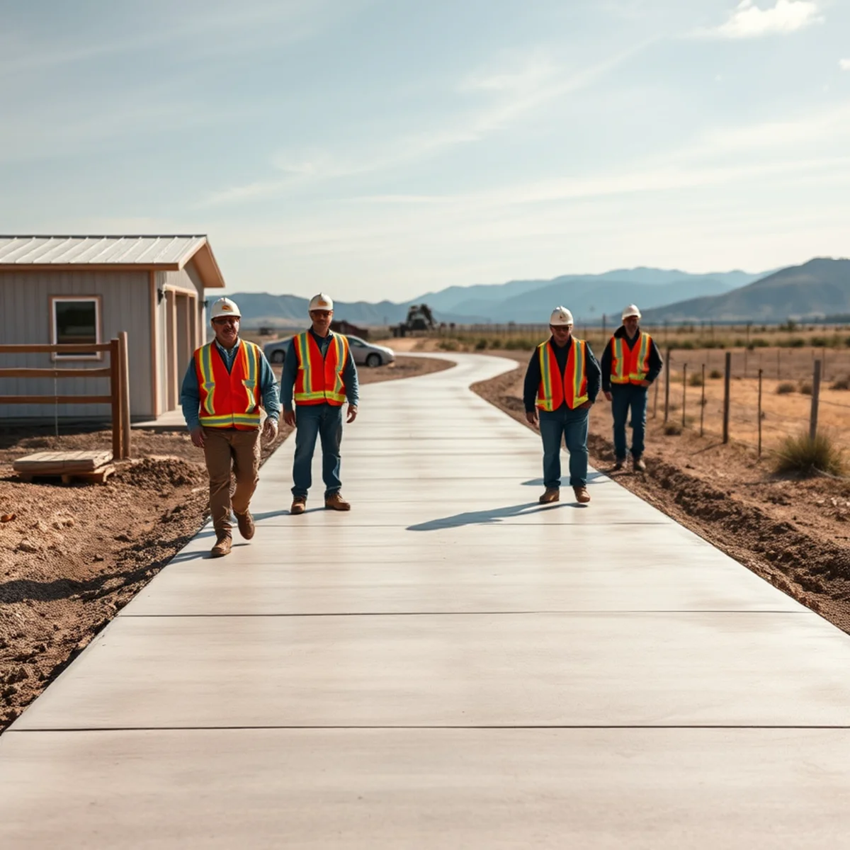 New concrete driveway on a farm property off US-50 in Boone, Colorado
